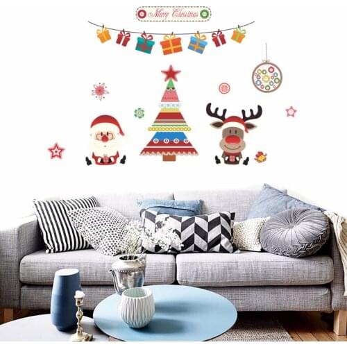 2018 Newest Merry Christmas Santa Wall Window Door Stickers Decoration Xmas Decal Removable
