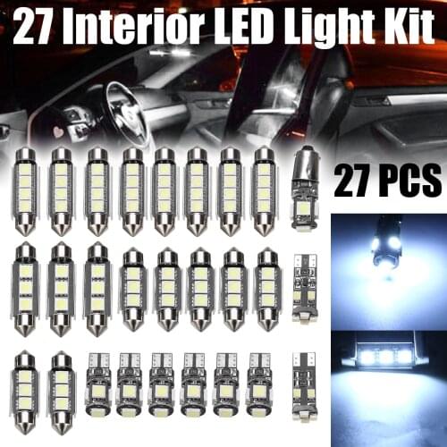 27pcs/Set High Quality Car Interior White LED Light Mini Bulbs Kit 6000K Auto Accessories For Mercedes Benz E class W211 02-08
