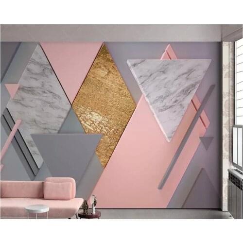 Beibehang Custom 3d wallpaper photo mural pink new diamond geometry Nordic 3d stereo TV background wall paper papel de parede