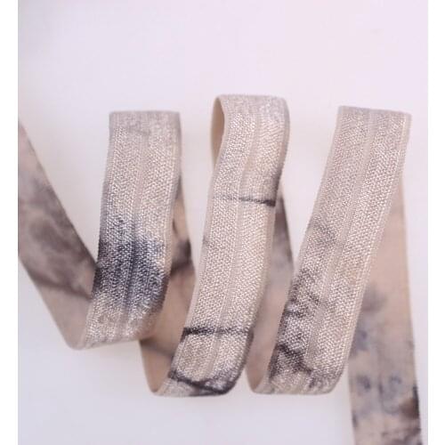 #714/077 Petal Peach FOE Charcoal Tie Dye, 5/8" tie-dye fold over elastic for hair 50yards/lot, Welcome Custom