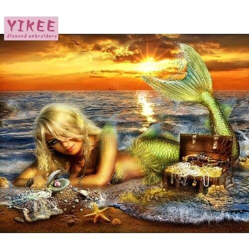 Diamond mosaic painting corss stitch full square anime beauty,5d diy full diamond embroidery mermaid