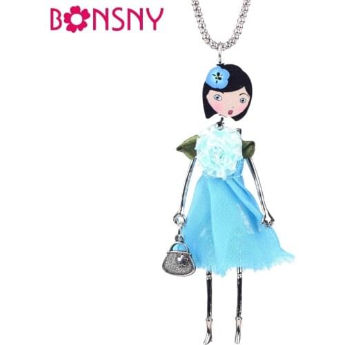 Bonsny Doll Handmade Statement Necklace Maxi Long Chain Pendants 2016 Alloy Bohemian News Cute Choker Girls Women Accessories