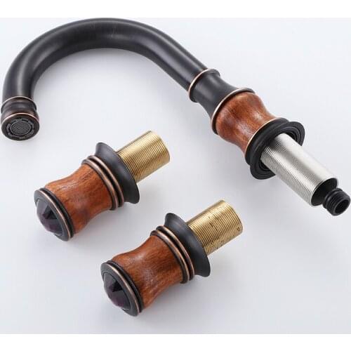 Tape lavatory of the bronze basin jade faucet bathroom sink three generalized hole double strap hot and cold water mixer