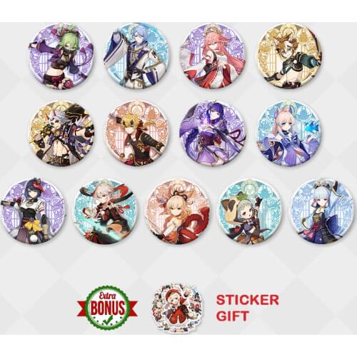 Genshin Impact Badge Inazuma Kazuha Ayaka Yoimiya Sayu Raidenshogun Kujosara Kokomi Aloy Metal Brooch Pins Backpack Decor Gifts