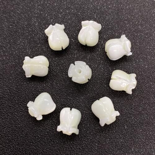 Natural Sea Shell Tulip Flower Beads 7x9mm Pearl Shell Loose Beads Mother-of-pearl DIY Necklace Earrings Jewelry Accessories