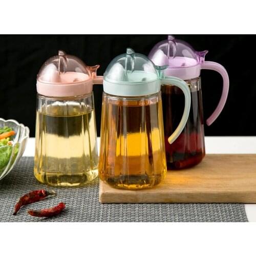 Spice Bottle Transparent Oil Storage Glass Bottle With Handle Oil Tank Pot Leakproof Soy Sauce Vinegar Batcher Sealed Can
