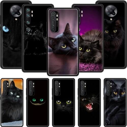 Phone Case for Xiaomi Mi 11 Poco X3 NFC F2 9T 10T Pro 9 SE 10 Lite 5G Note 10 CC9E Black Shell Cover Black Cat Staring Eye