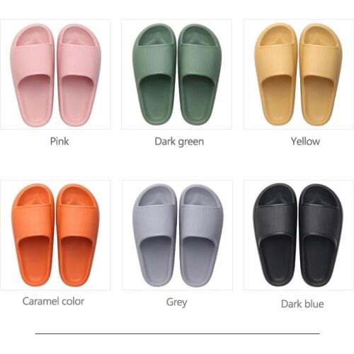 Home Household Soft Solid Color Thick-soled Slippers For Couples Fashion Non-slip Male And Female Indoor Outdoor Slippers