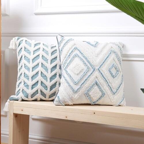 Home deocor cushion cover Light Blue Pillow Cover 45x45cm/30x50cm Tufted Diamond for Living room Bed Room Sofa Bed Chair Couch