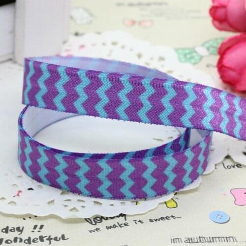 DHK 5/8'' 5yards Fold Over Elastic FOE chevron printed headband hair band diy decoration OEM Wholesale E223