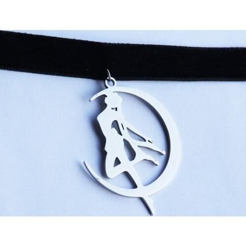 Everfast 1pc Dancing Women In Moon Pendant Collar Necklaces Black Velvet Women Dancer Making Jewelry Accessories