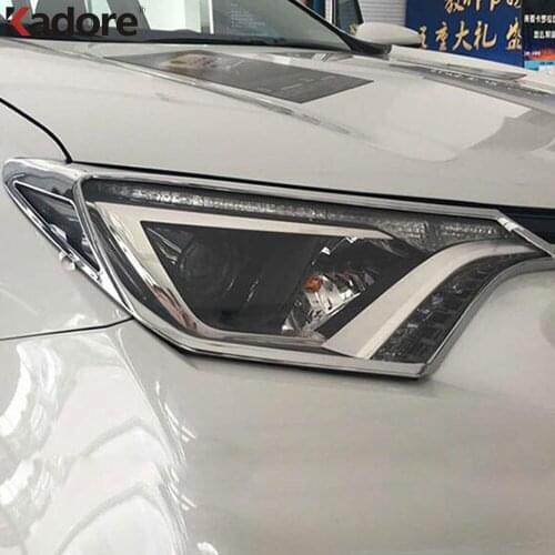 For Toyota Rav4 Rav 4 2016 2017 2018 Exterior Accessories Front Head Lamp Light Headlight Cover Trims Headlight Lamp Hoods 2pcs