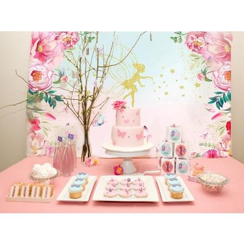 Baby Kids Birthday Party Backdrops Flower Girl Lunlun Banner Faerie Pixie Studio Photo Background Flower Child Poster Decoration
