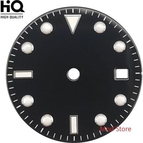 HQ 28.5mm Black Sterile Enamel Watch Dial Wristwatch Plate Copper Sub Diver Style For ETA2824 Miyota8215 DG2813 Movement
