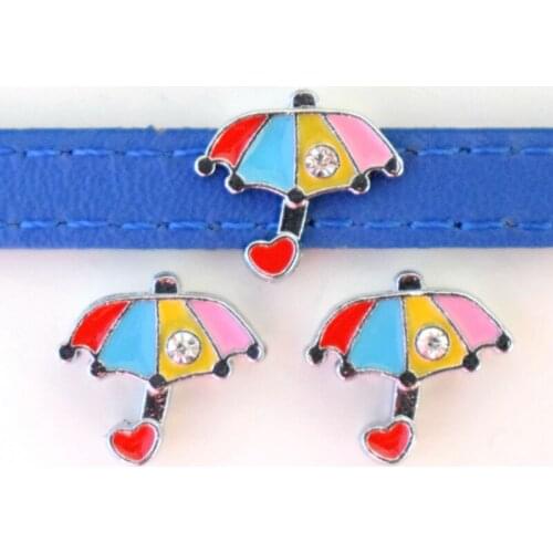 Colorful Crystal Heart Umbrella Adiposa Slide Charms Flat Beads DIY Jewelry Accessories For Handmade Bracelets Keychains