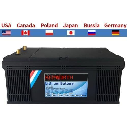 KEPWORTH New 12V 200Ah LiFePO4 Lithium Iron Phosphate Battery 2400Wh Lithium Iron For RV Campers Solar Golf Carts Marine
