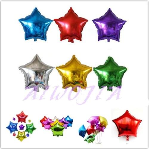 2017 New 50pcs 10inch Wedding Decoration Star Helium Foil Balloon Pure Color Metallic Mylar Balloon Decaration 8 Colors 6ZSH809