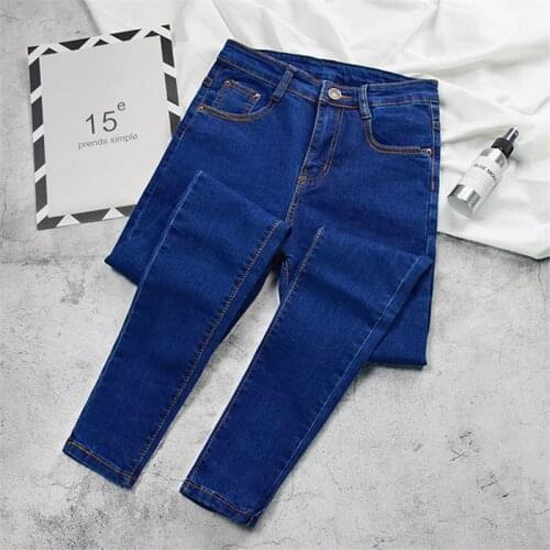 2020 New Women Black Jeans High Waist Jeans Fashion Plus Size Stretch Jeans Female Washed Denim Skinny Cowboy Pencil Pants R246