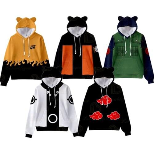 New Arrival Harajuku Anime Hoodies Naruto Cosplay 3D Printing Pullover Sweatshirt Hip Hop Long Sleeve Japanese Streetwear