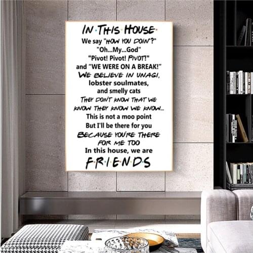 Friends Tv Show In This House Print Funny Quote Bedroom Poster Joey Tribbiani Rachel Canvas Painting Friends Quotes TV Poster