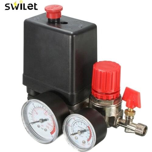 7.25-125 PSI Air Compressor Pressure Switch Control AC 15A 240V Four Holes Adjustable Air Regulator