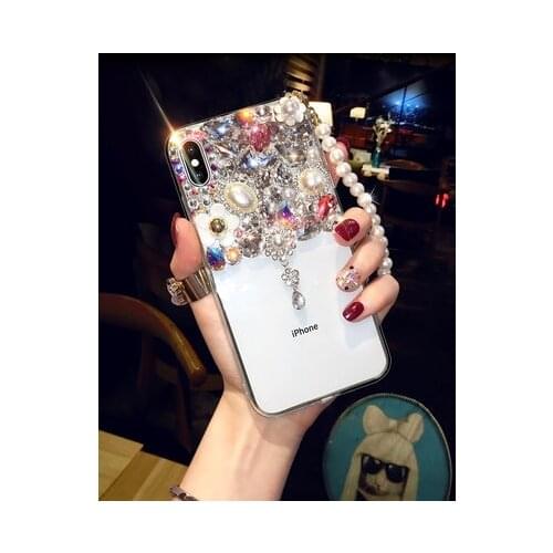 Luxury Bling Glitter pearl Pendant Diamond Clear Soft TPU Phone Case for Samsung Galaxy A90 5G A50 A70 A80 A40 A30 A10 A20 Case