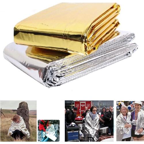 Outdoor Folding Safety Survival Emergency Blanket 210*130cm Silver/Gold Emergency Survival Shelter Camping SOS Emergency Blanket