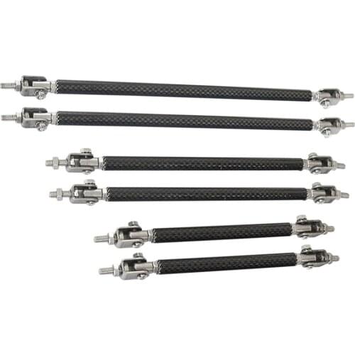 Aluminum Alloy + Carbon Fiber Front Bumper Lip Splitter Strut Rod Tie Support Bars 150mm / 5.9in