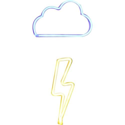 TOP Neon Signs 2 Packs Blue Cloud+Warm White fulmination Bolt Wall Art LED Decorative Night Lights for Bedroom