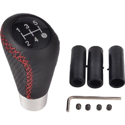 Universal Car Gear Shift Knob Five 5 Speed Manual Auto Shift Knob Stitched Cover Shifter Head