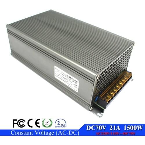 Universal Regulated Switch Power Supply AC to DC 70V 21A 1500W Transformer For CNC Motor Driver 110V 220V Input to DC70V Output