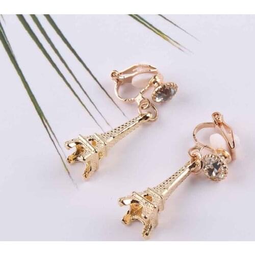 High Quality Eiffel Tower shape Clip on Earrings Without Piercing for Girls Party Needn't Ear Hole for Girls Party Jewelry