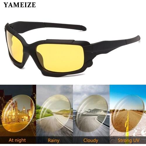 YAMEIZE Night Vision Driving Glasses Yellow Lense Men Driving Polarized Sunglasses Driver Goggles Anti Glare Auto Accessories