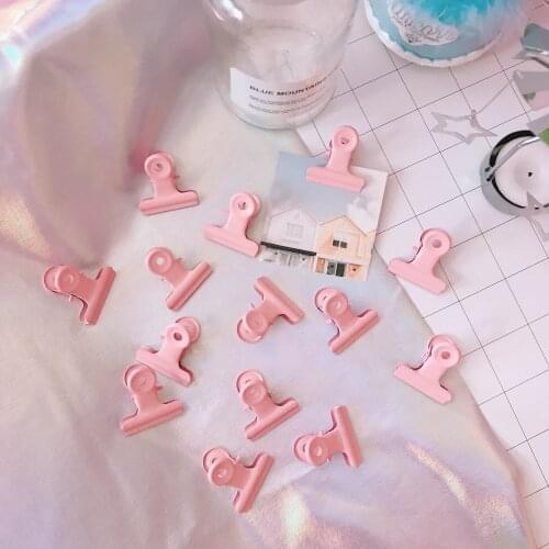 W&G Korean Girl Pink Harajuku Mini File Storage Clip Sealing Clip Memo Iron Clip Round Tail Bill Clip Student