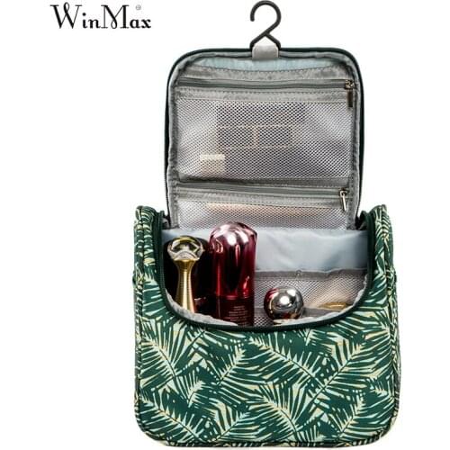 Winmax Women Men Large Waterproof Makeup bag Travel Beauty Cosmetic Bag Organizer Case Green Leaves Necessaries Toiletry Bag