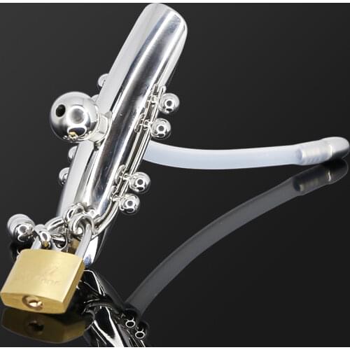 Female Stainless Steel Chastity Lock with Urethral Catheter Labia and Charistinga Piercing Lips Lock BDSM Game for Women