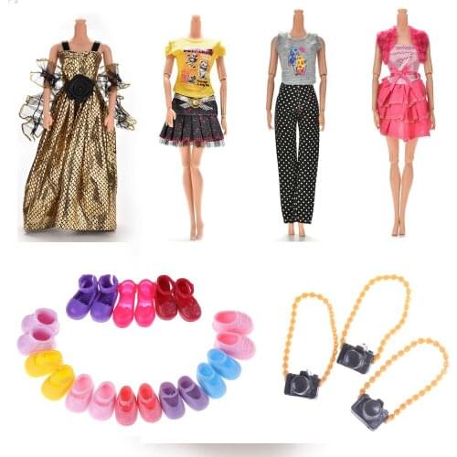 1Set New Doll Clothes Fashion Outfit Jeans Skirt Cartoon Printing Clothesing For For Doll Girl Favourite Gift Party Gown