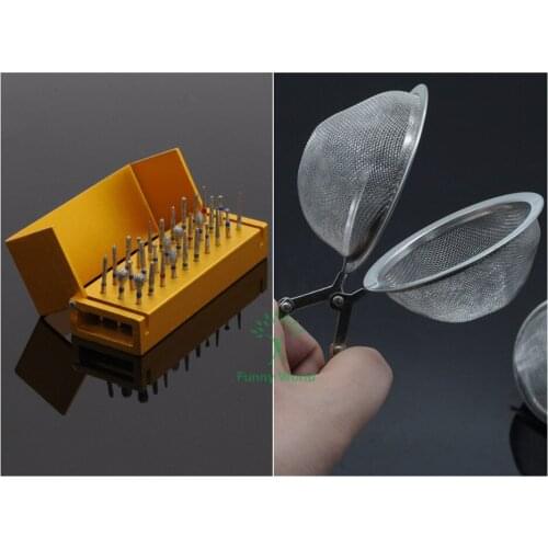 1 Mesh & 1 Disinfection Holder Block 30 & Dental Diamond Polishing FG1.6mm Burs
