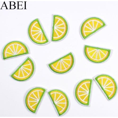 10pcs Cartoon Lemon Sticker Iron On Embroidery Fruits Patches DIY Garments Shoes Bags Jeans Coats Applique Sewing Dress Badge