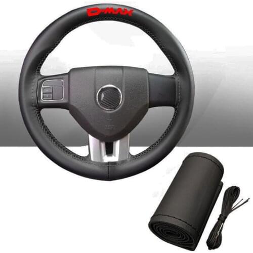 15 Inch 100% Cowhide Braid with Needles Thread Genuine Leather Car Steering Wheel Cover Soft Anti Slip for Isuzu Dmax