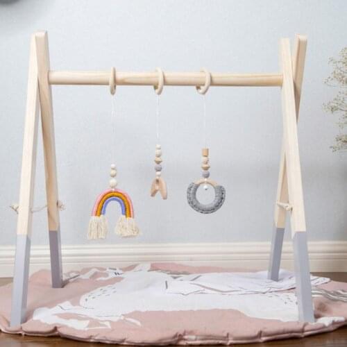 3Pcs/Set Nordic Baby Gym Frame Pendants Wooden Clothes Rack Rainbow Hanging Play Toys Room Decoration Gifts