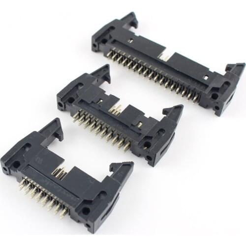 5pcs 2.54mm Pitch 10/14/16/20/26/30/34/40/50 Pin Male Straight Ejector Header Cable Connector DC2 IDC Socket 10P 16P 30P 40P 50P