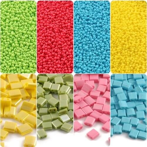 50/100pcs Multicolor Miyuki Tila Seedbeads for DIY Jewelry Bracelets Making 2 Holes 5*5*2mm/5*2*2mm