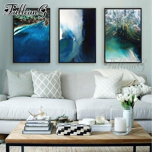 FULLCANG 5d diy diamond embroidery sale abstract landscape painting triptych full square round drill home decoration FC3518