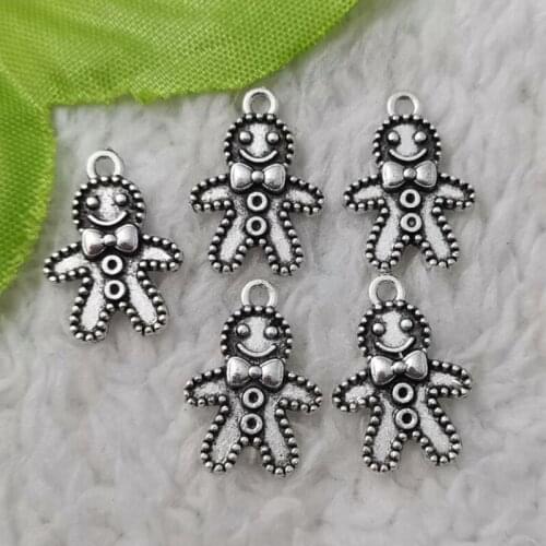 Free Ship 2000 pcs Antique silver gingerbread man charms 18x13mm