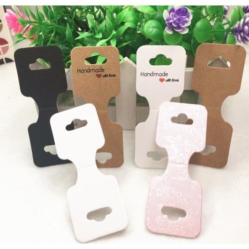 24pcs 9x3.5cm Handmade With Love Necklace kraft Cards Necklace Bracelet Hang Tag Jewelry Display Cards Label Tag