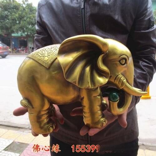 Large- home Porch lobby efficacious Protection efficacious Mascot thriving business bronze FU--RUYI Elephant FENG SHUI art