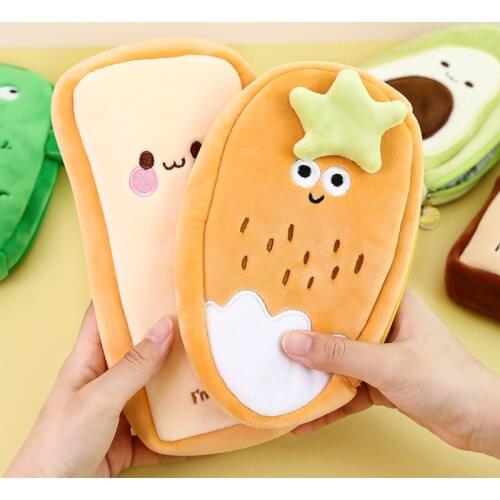 Pencil Case Cute Farm Series Cartoon Bread High Capacity Pencil Bag Student Stationery Plush School Supplies Back To School