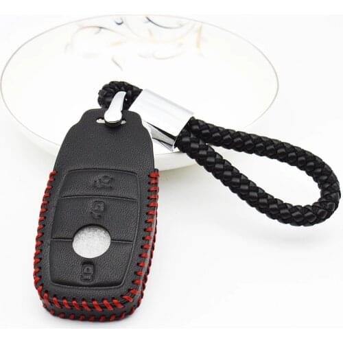 Car Remote Key Cover Case For Mercedes Benz E Serials E300 E200 E220 Maybach S320L S450 S350 Leather Key Ring Shell Accessories