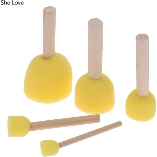 Chzimade 5Pcs/lot Wooden Handle Ceramic Sponge Rod Set Of Water Absorbing Sculpture Bloom Pottery Tools